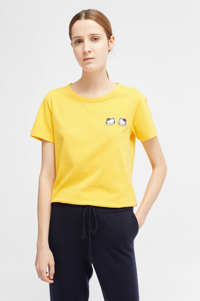 Yellow Hello Kitty Badge Cotton Tee image 4