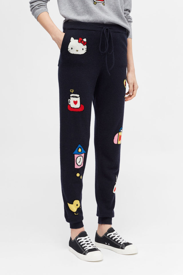 Navy Hello Kitty Object Cashmere Track Pants image 3
