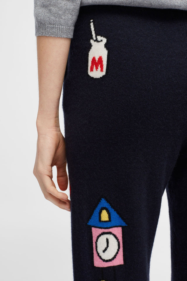 Navy Hello Kitty Object Cashmere Track Pants image 5