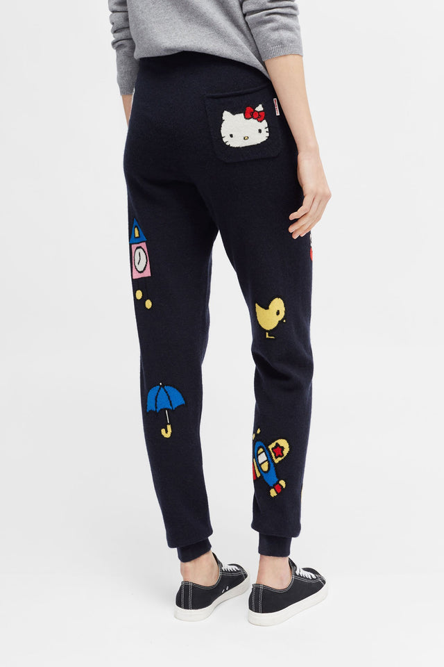 Navy Hello Kitty Object Cashmere Track Pants image 4