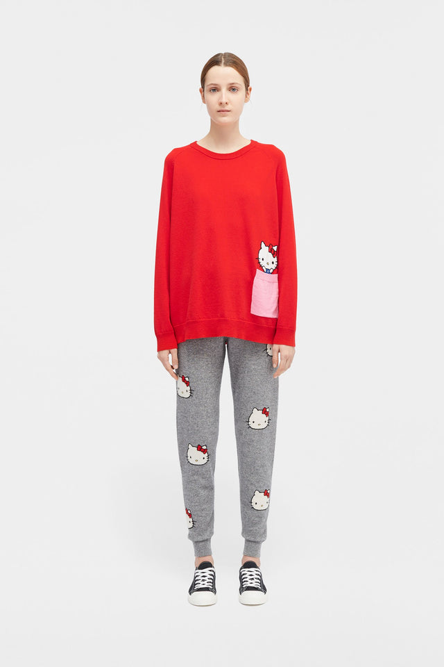 Red Hello Kitty Peek Pocket Cashmere Sweater image 3