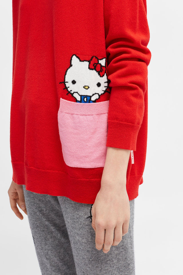 Red Hello Kitty Peek Pocket Cashmere Sweater image 5