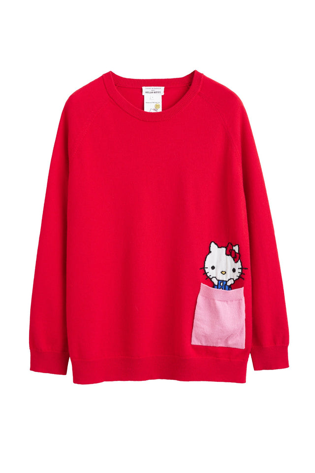 Red Hello Kitty Peek Pocket Cashmere Sweater image 2