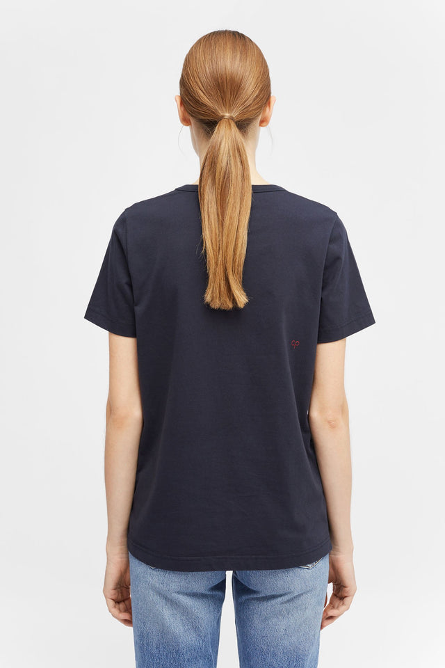 Navy Hello Kitty Rainbow Stripe Cotton Tee image 5