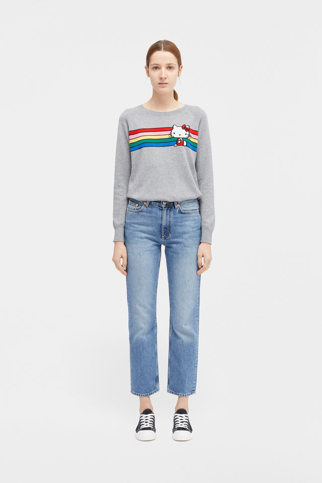 Grey Hello Kitty Stripe Cashmere Sweater image 4