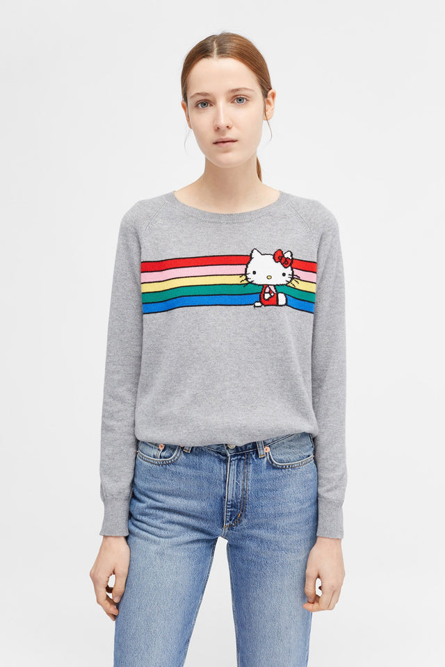 Grey Hello Kitty Stripe Cashmere Sweater image 3