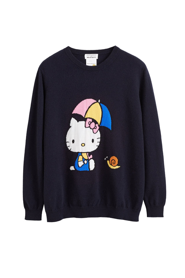Navy Hello Kitty Rain Cashmere Sweater image 2