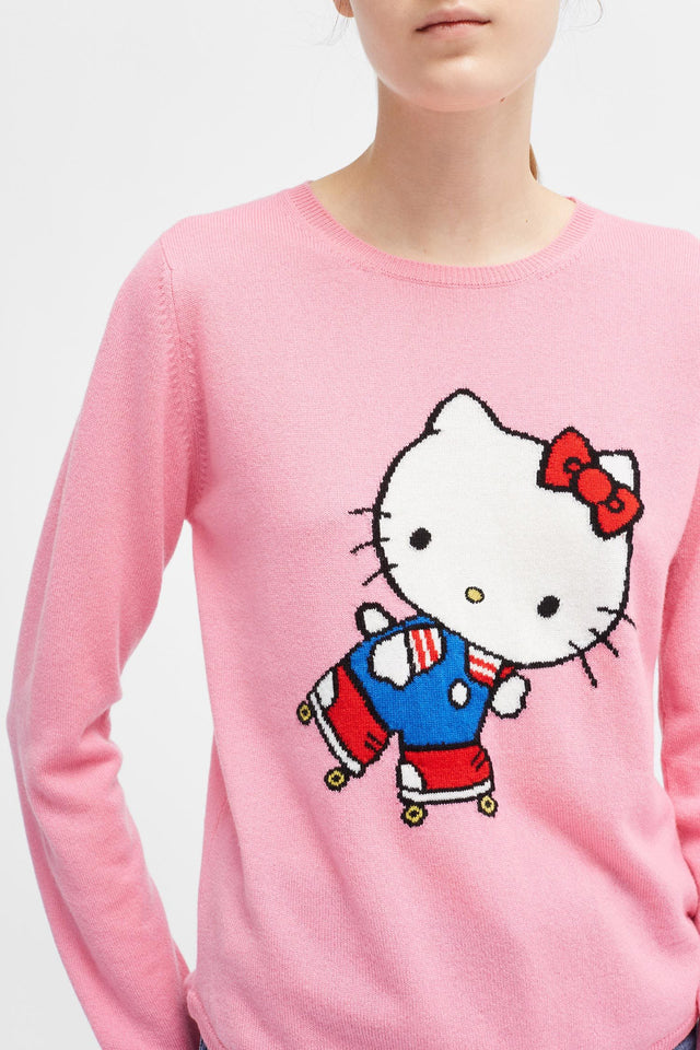 Pink Hello Kitty Roller Girl Shirt Hem Cashmere Sweater image 1