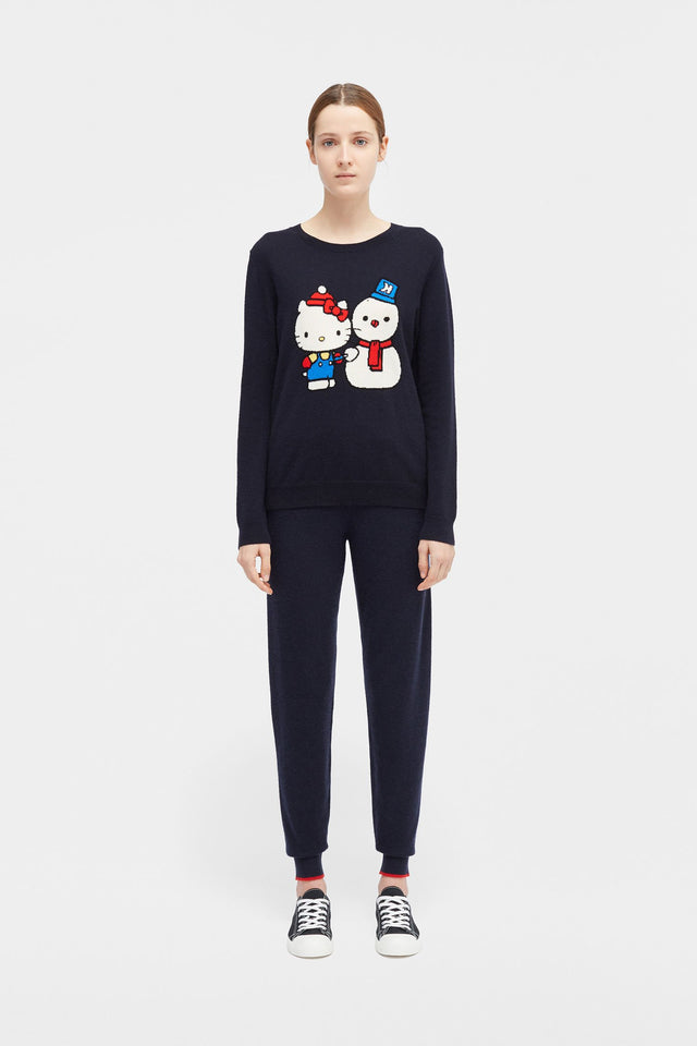 Navy Hello Kitty Snowman Sweater image 3