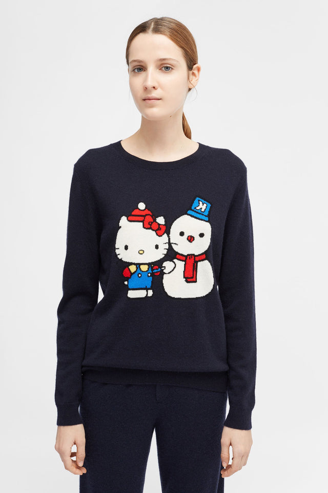 Navy Hello Kitty Snowman Sweater image 1
