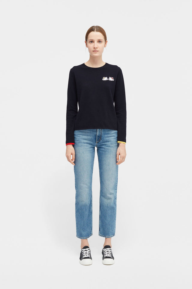 Navy Hello Kitty Twin Badge Cashmere Sweater image 3