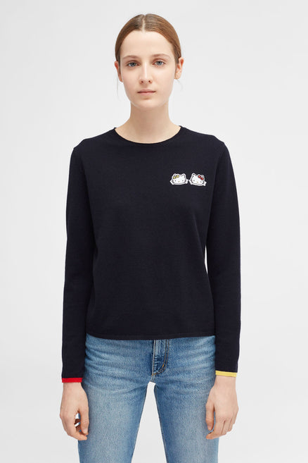 Navy Hello Kitty Twin Badge Cashmere Sweater