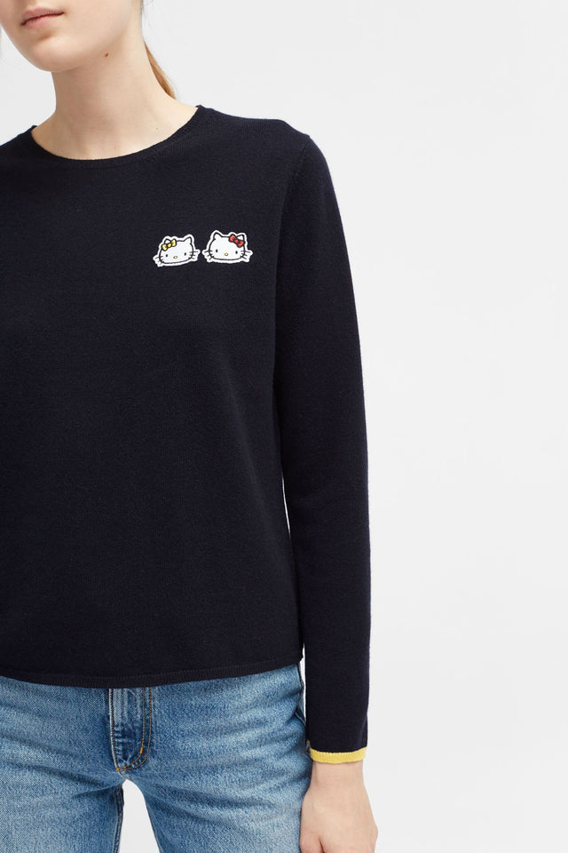 Navy Hello Kitty Twin Badge Cashmere Sweater image 5
