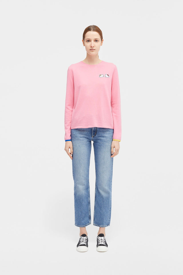 Pink Hello Kitty Twin Badge Cashmere Sweater image 3