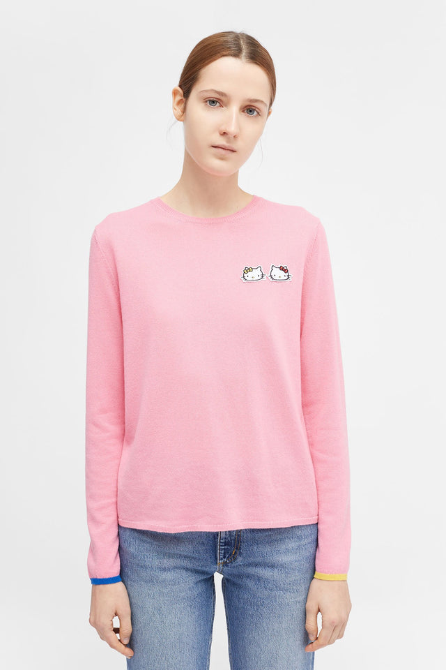 Pink Hello Kitty Twin Badge Cashmere Sweater image 1