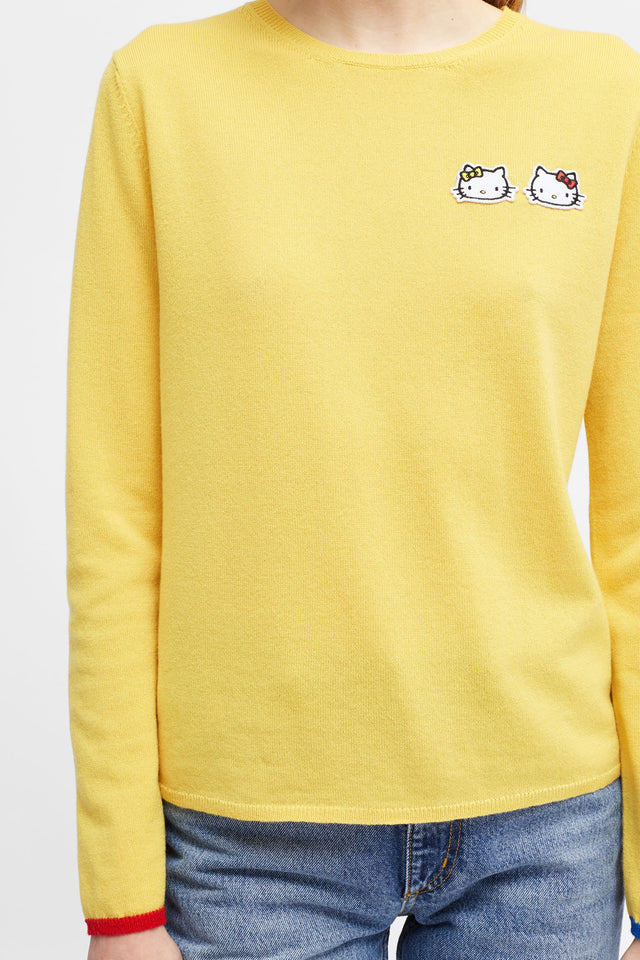 Yellow Hello Kitty Twin Badge Cashmere Sweater image 4