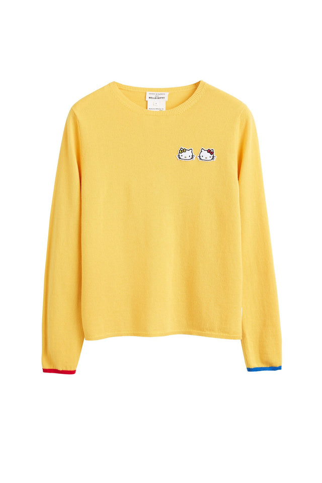 Yellow Hello Kitty Twin Badge Cashmere Sweater image 2