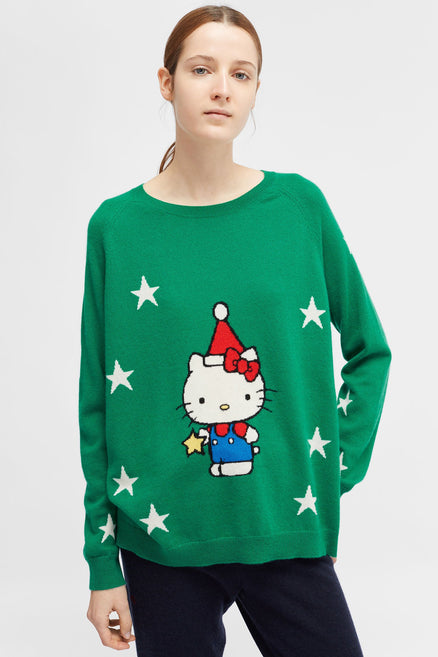 Green Hello Kitty Xmas Cashmere Sweater