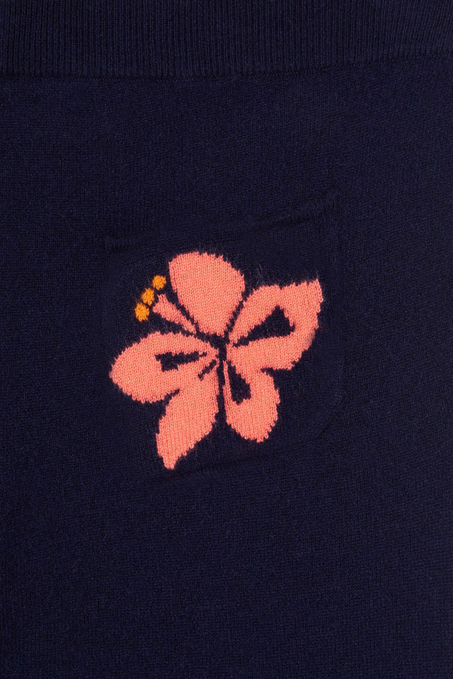 Navy Hibiscus Cashmere Track Pants image 6