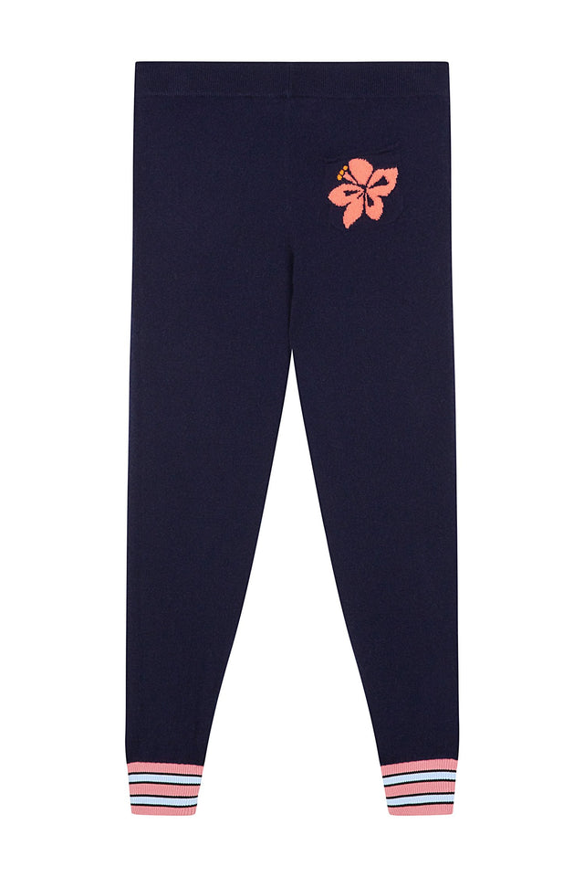 Navy Hibiscus Cashmere Track Pants image 5