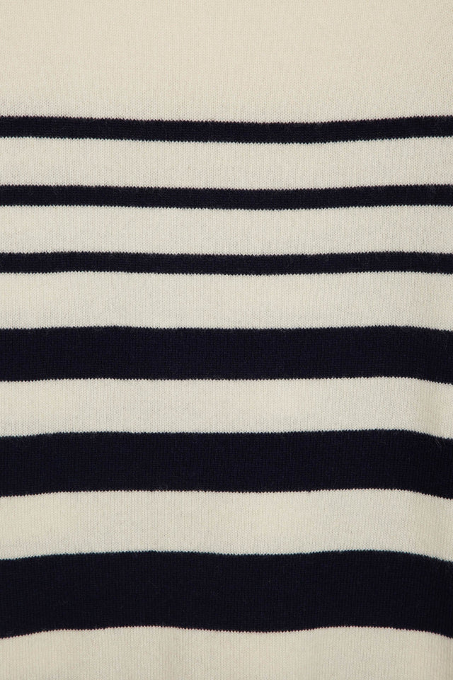 Navy Increasing Stripe Cashmere Sweater image 5