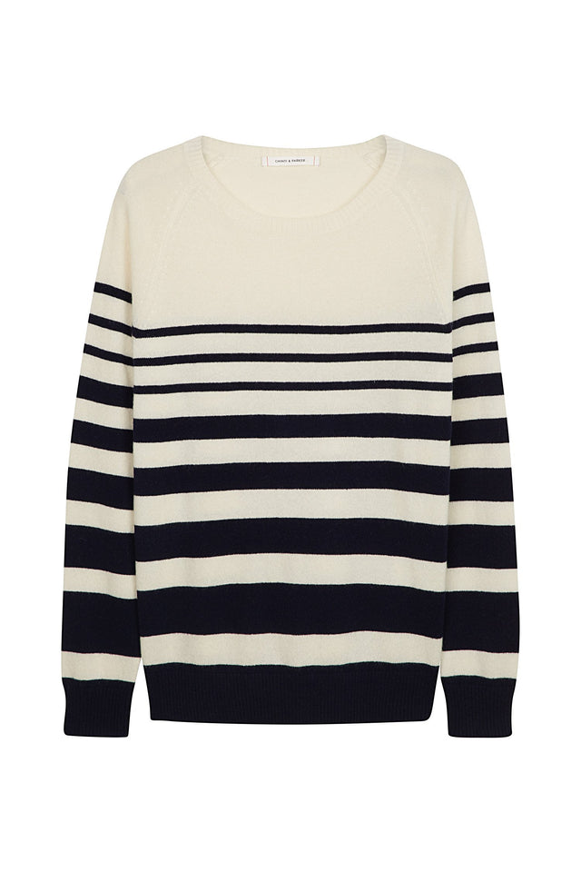 Navy Increasing Stripe Cashmere Sweater image 2