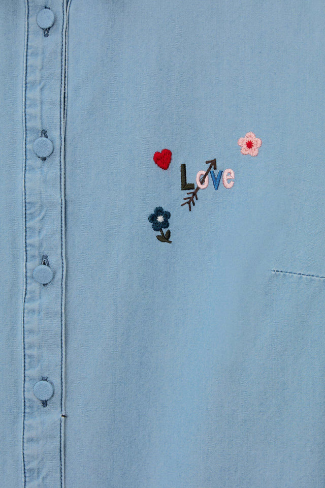 Indigo Panelled Classic Shirt image 6