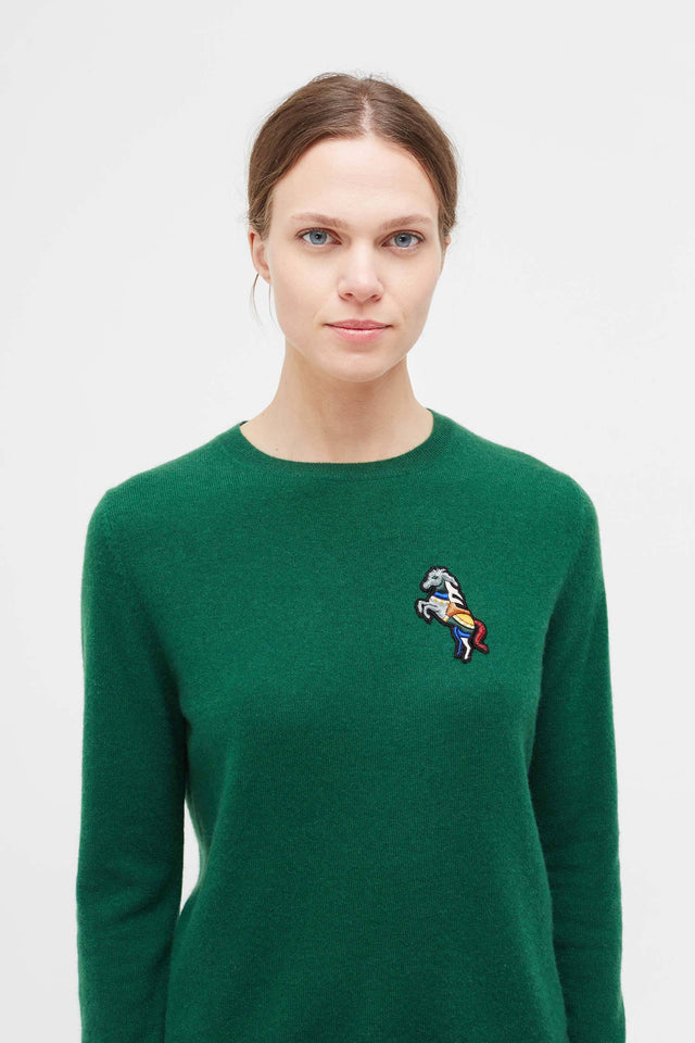 Green Jewelled Horse Cashmere Sweater image 1
