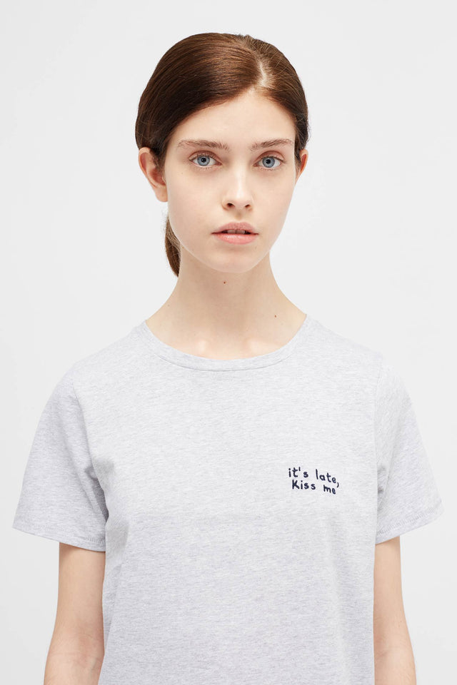Grey Marl Kiss Me T-Shirt image 4