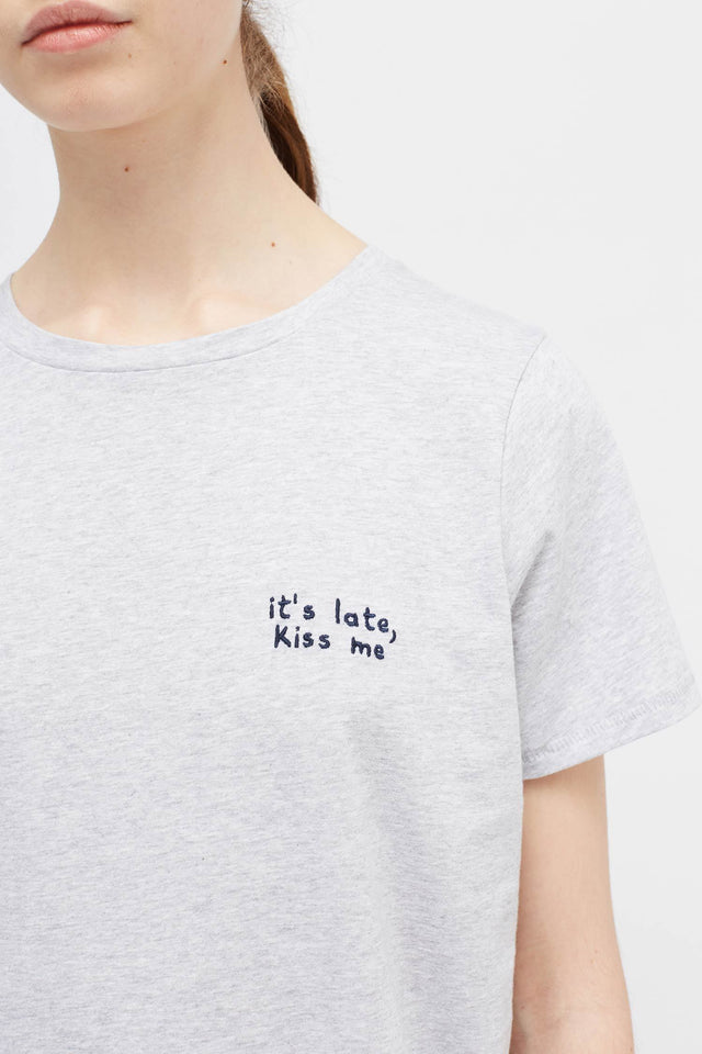 Grey Marl Kiss Me T-Shirt image 1