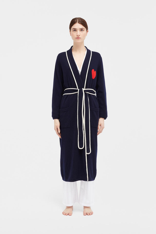 Navy Love Heart Dressing Gown image 1