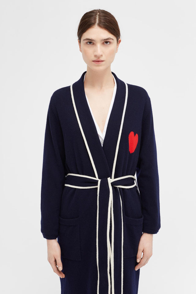 Navy Love Heart Dressing Gown image 4