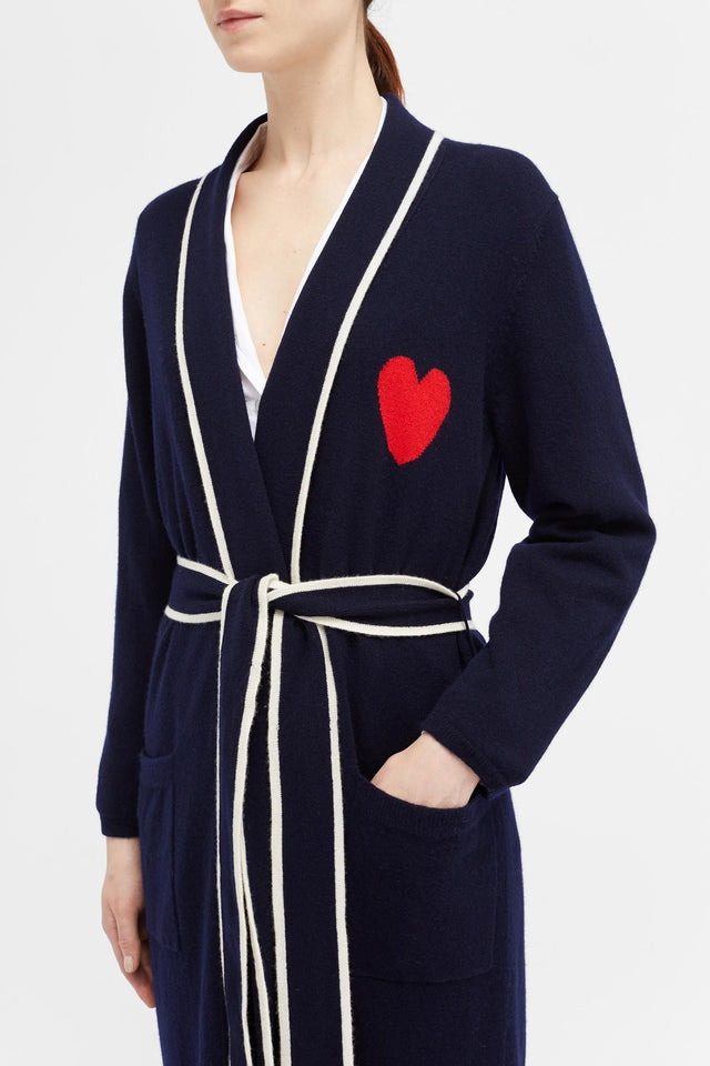 Navy Love Heart Dressing Gown image 3