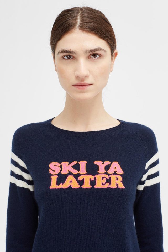 Navy Ski Ya Later Cashmere Sweater image 1