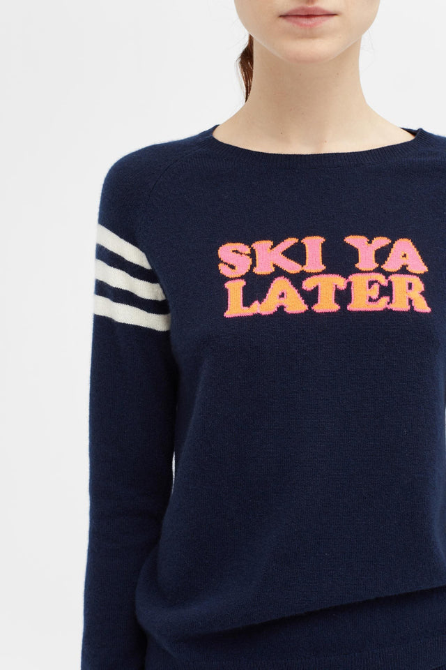 Navy Ski Ya Later Cashmere Sweater image 4