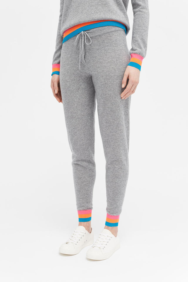 Grey Stripe Cashmere Track Pants image 1