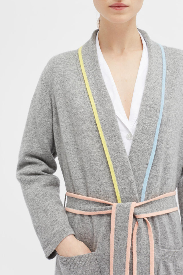 Grey Cashmere Belted Dressing Gown image 3