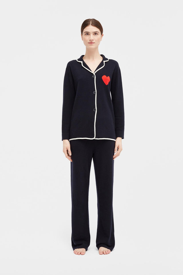 Navy Love Heart Pyjama Top image 2