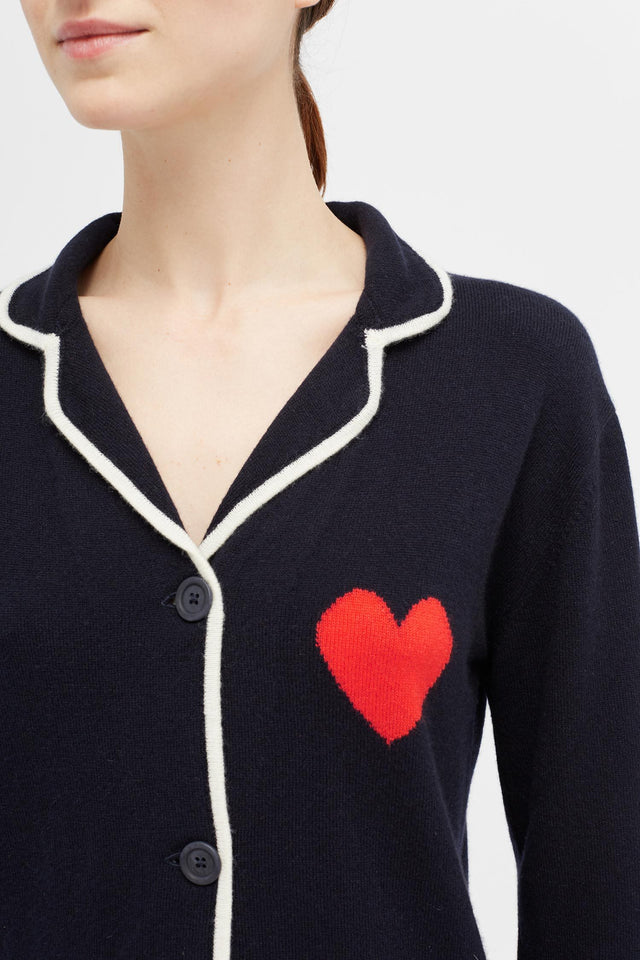 Navy Love Heart Pyjama Top image 3