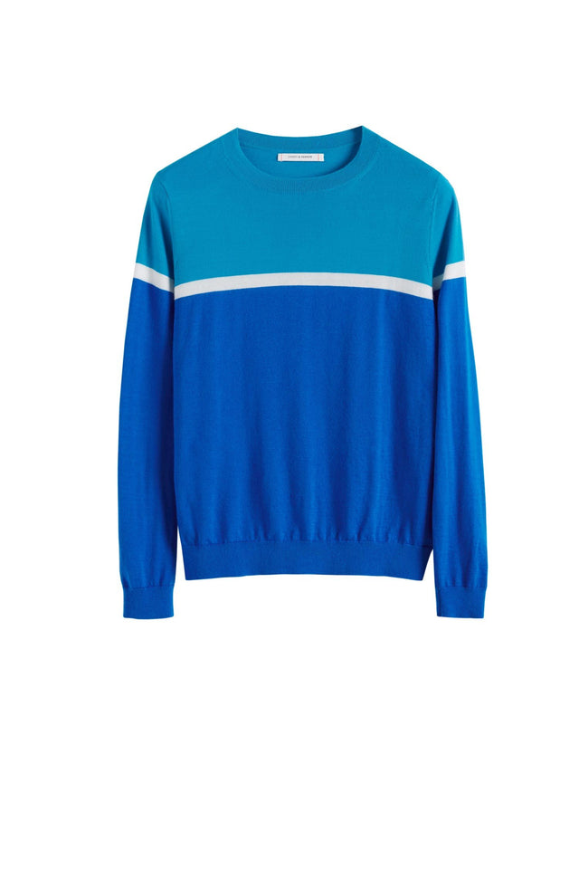 Blue Colour Block Cashmere Sweater image 2