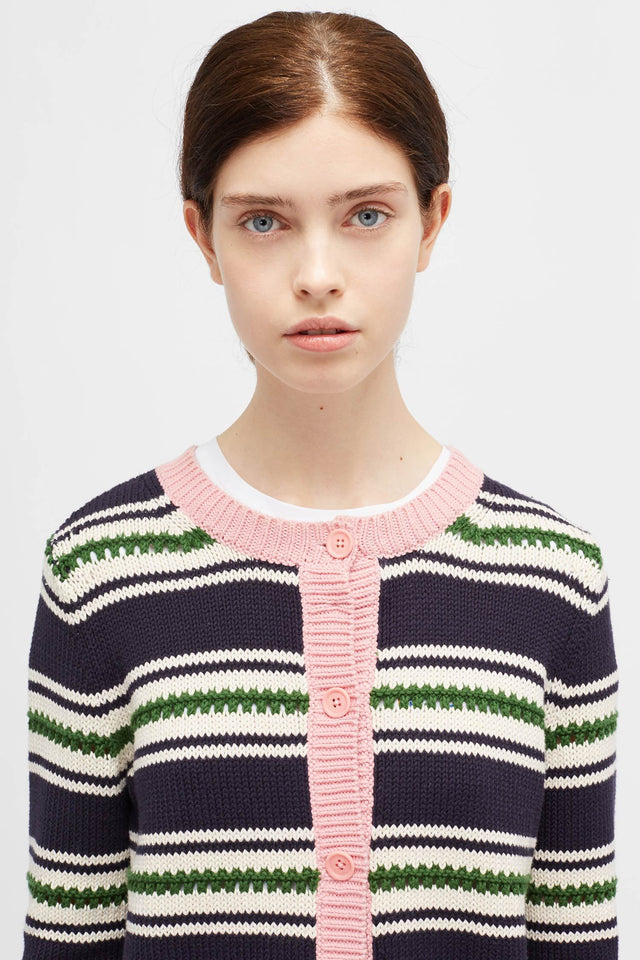 Navy Lace Stitch Cardigan image 1