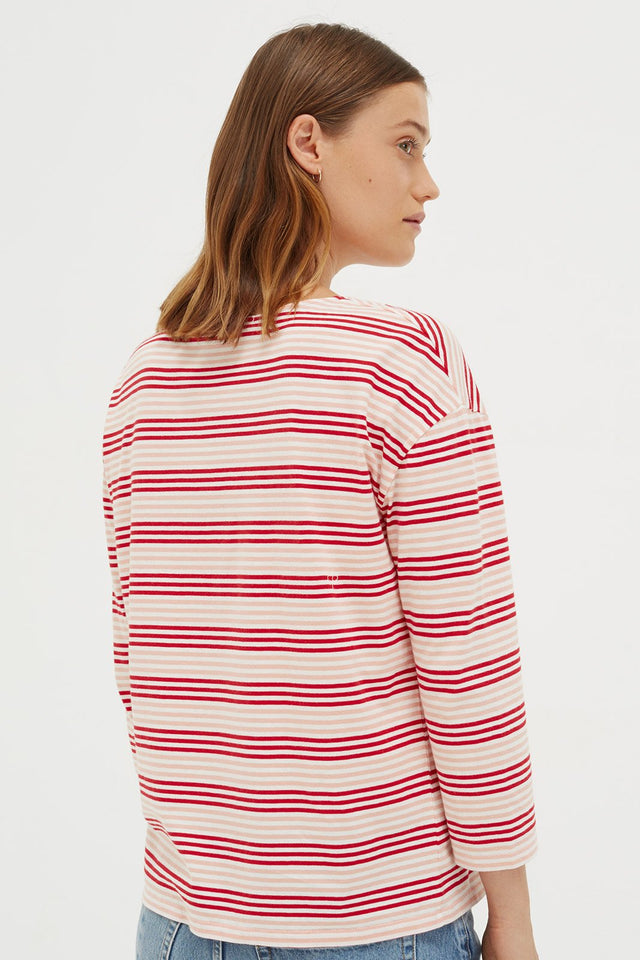 Red & Pink Striped Heart 3/4 Sleeve Shirt image 3