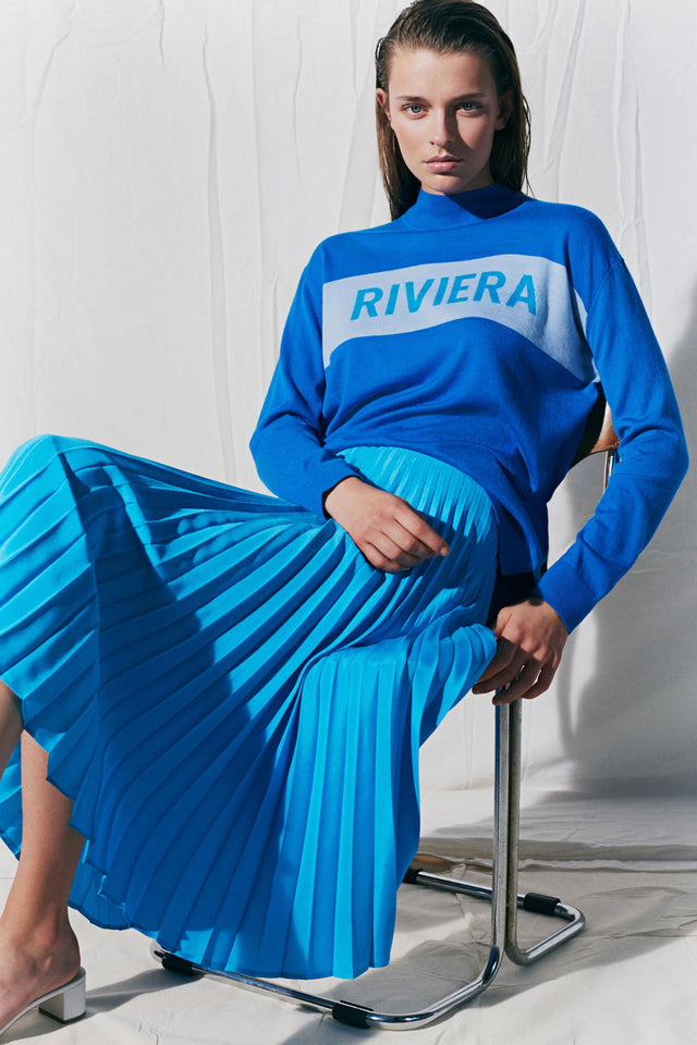 Royal Blue Riviera Cashmere Polo Neck Sweater image 1