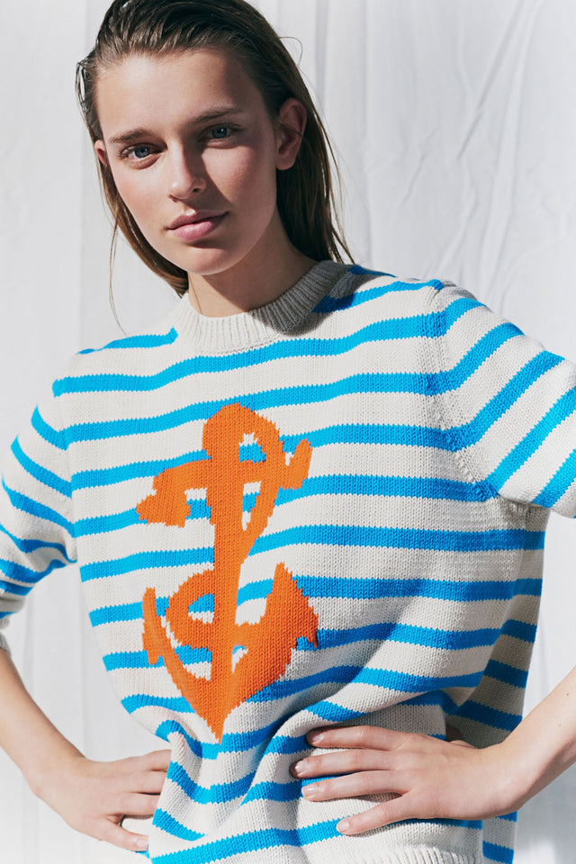 Cream Anchor Chunky Knit Sweater image 1