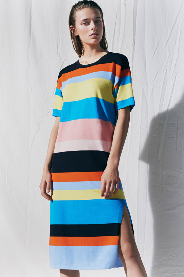 Rainbow Julia Striped Cotton Midi Dress image 1