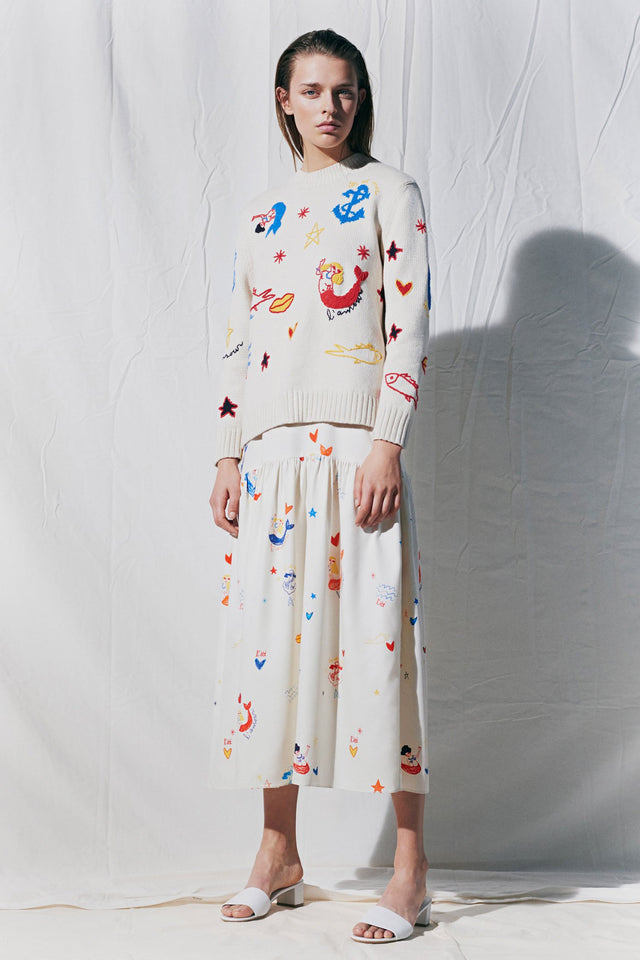 Cream Mermaid Chunky Knit Sweater image 7