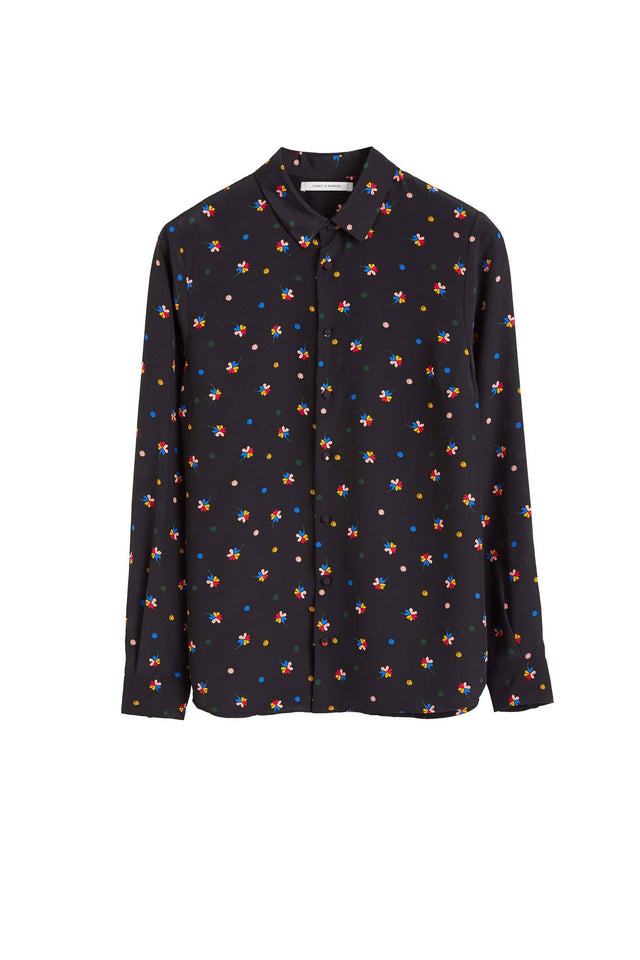 Black Lucky Clover Silk Shirt image 2