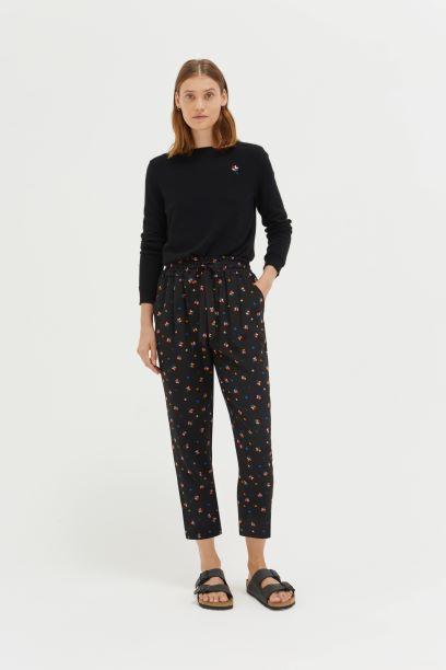 Black Lucky Clover Silk Trousers image 3