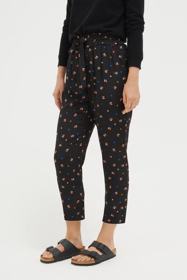 Black Lucky Clover Silk Trousers image 1