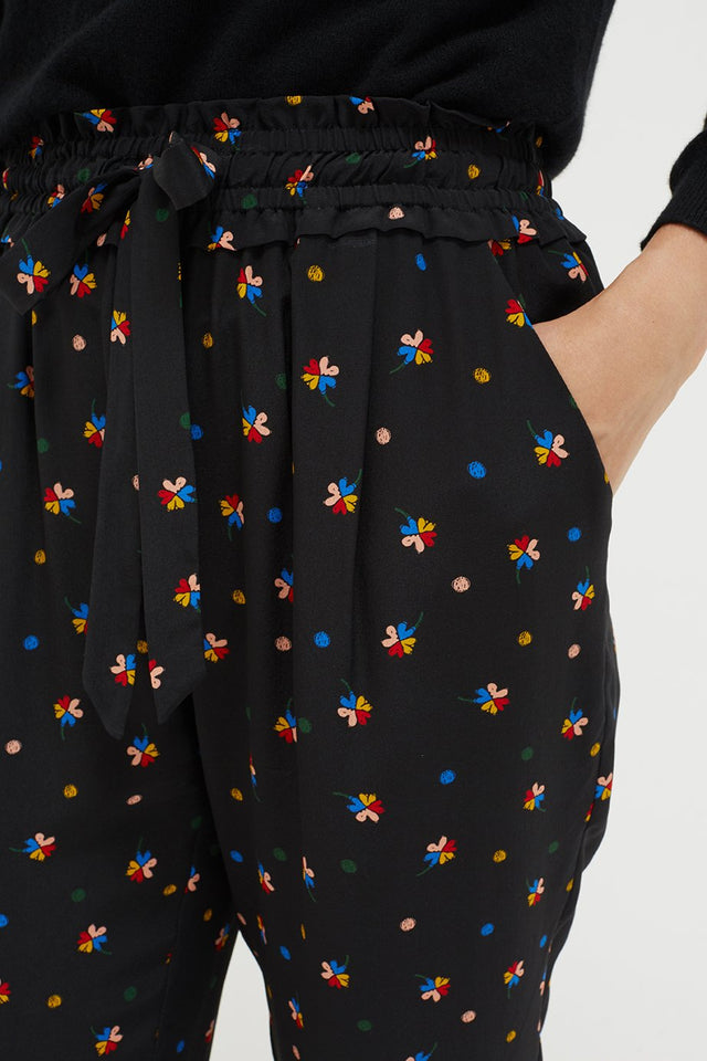 Black Lucky Clover Silk Trousers image 4